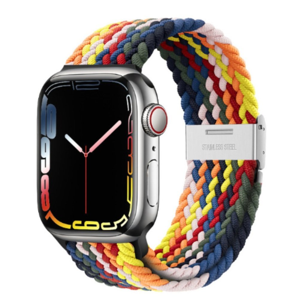 NEW Adjustable Rainbow Black Braided Solo Loop For Apple Watch